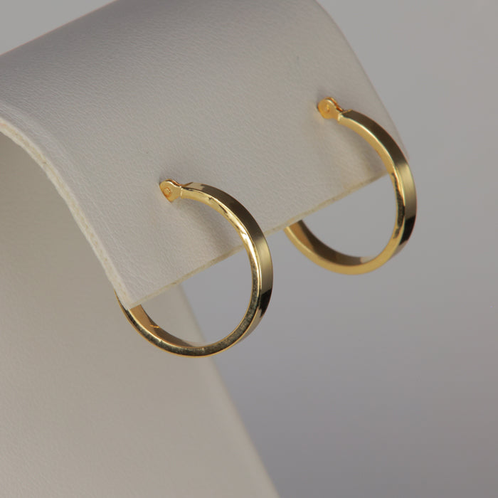 14K Yellow Gold Flat Style Hoops