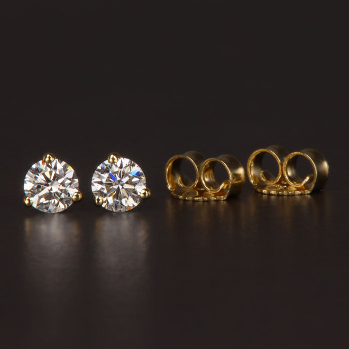 yellow gold diamond stud earrings 