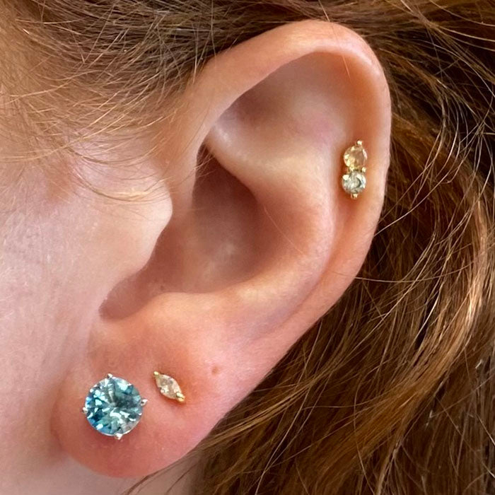 Blue zircon earrings stud hotsell