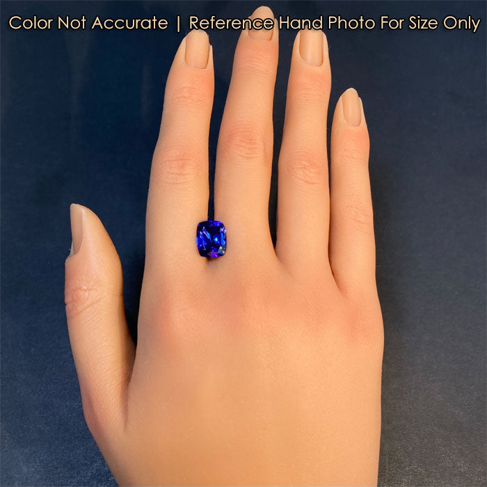 violet blue tanzanite gem on hand antique cushion cut 