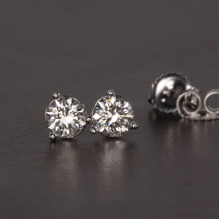 14K White Gold Round Brilliant Diamond Studs .62 Carats Moriartys Gem Art