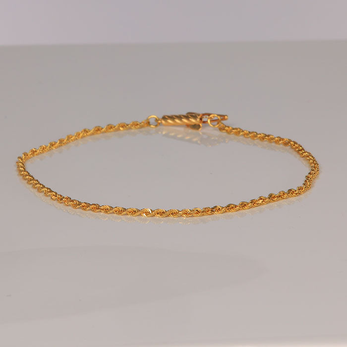 yellow gold rope chain bracelet