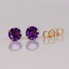 14k Gold marked and deals tested Amethyst Stud Earrings