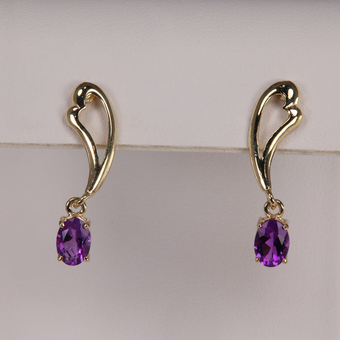 Amethyst Yellow Gold Earrings 