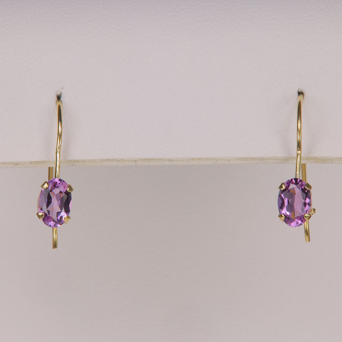 amethyst and yellow gold drop earrings