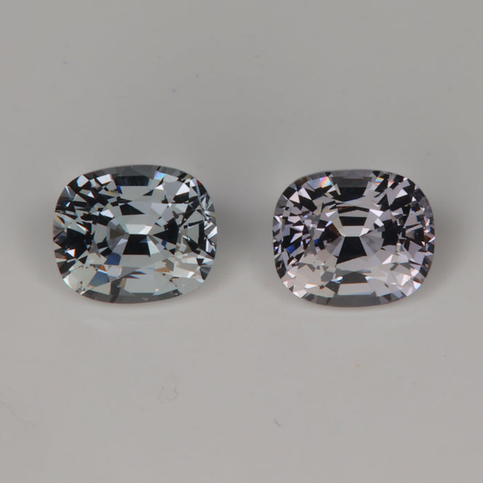 gray antique cushion cut spinel gemstone pair