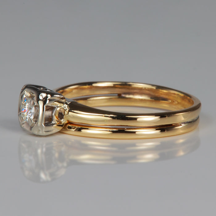 estate ring two tone gold with diamond