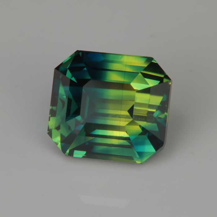 blue green yellow sapphire emerald cut gemstone