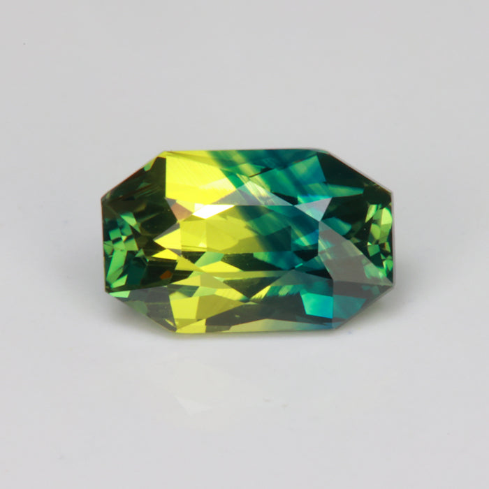 green yellow bicolor sapphire rare gemstone emerald cut