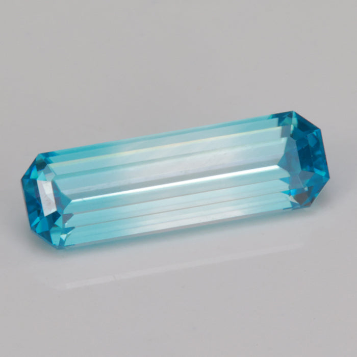 bicolor blue zircon gemstone emerald cut 