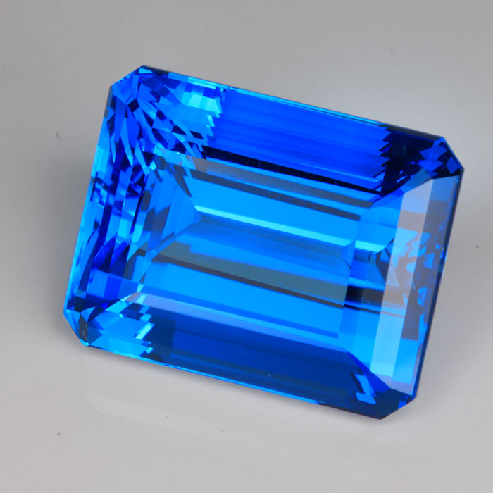 Big Super Swiss Blue Topaz from Brazil emerald cut