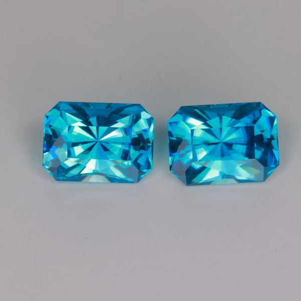 Pair of Emerald Cut Blue Zircons from Malawi 3.45cts