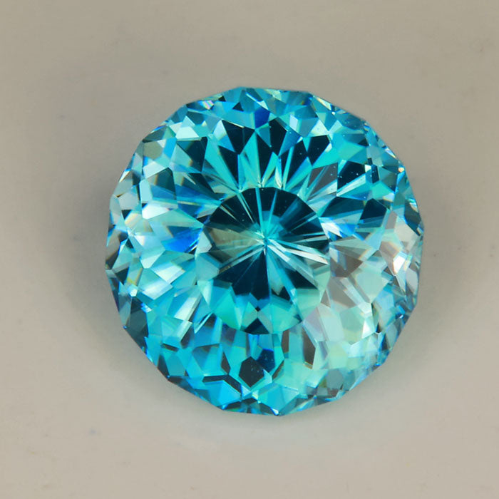 Portuguese Cut Round Brilliant Blue Zircon