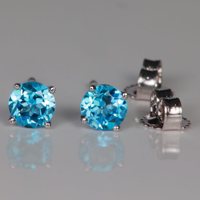 white gold blue zircon stud earrings