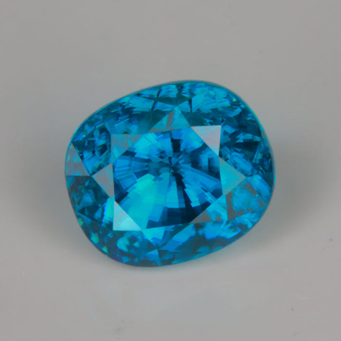 oval blue zircon gemstone 