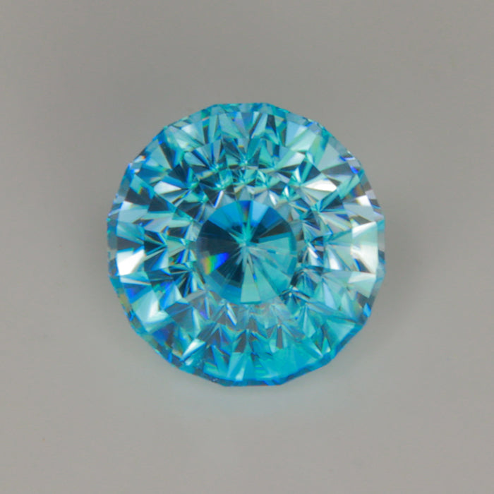 stepped round cut blue zircon gem