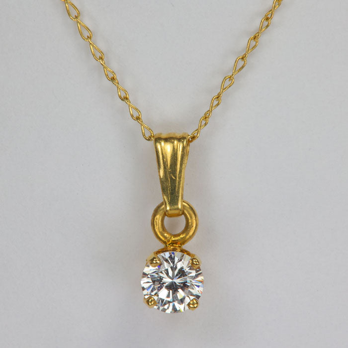 yellow gold cubic zirconia estate necklace