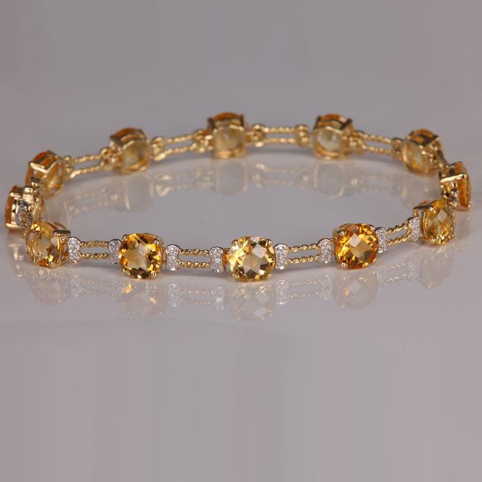 yellow gold citrine and diamond accent bracelet