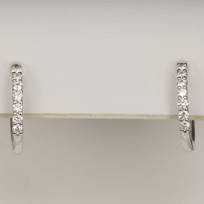 white gold diamond huggie hoop earrings