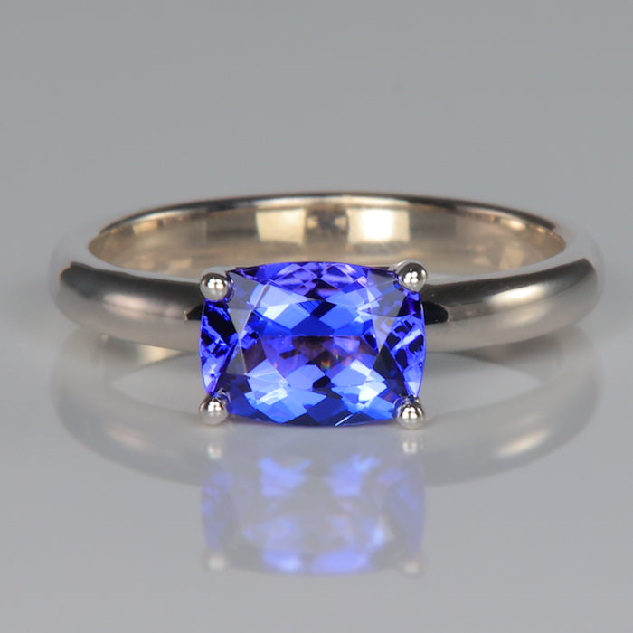 Tanzanite gemstone and white gold ring