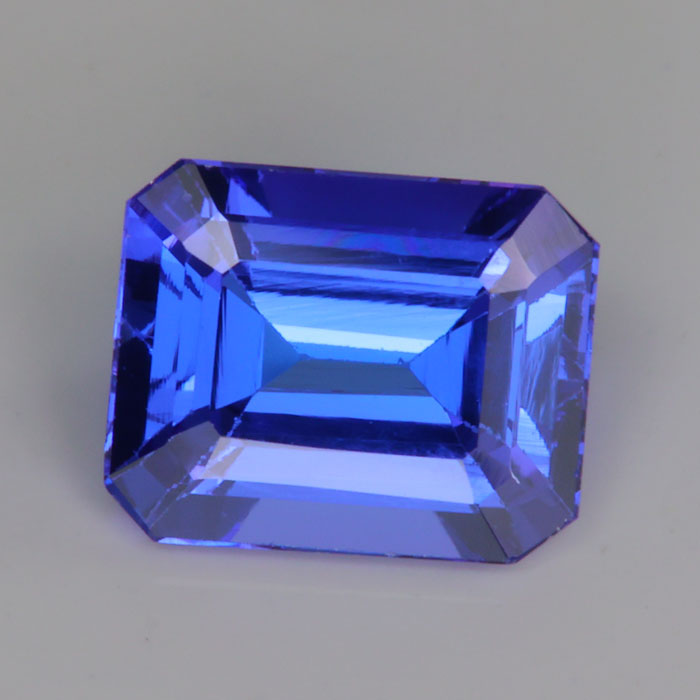 emerald cut violet blue tanzanite gemstone