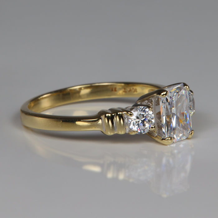 cubic zirconia ring in yellow gold