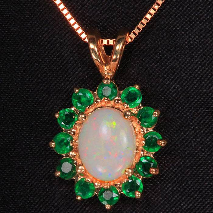 Estate Opal and Emerald Pendant