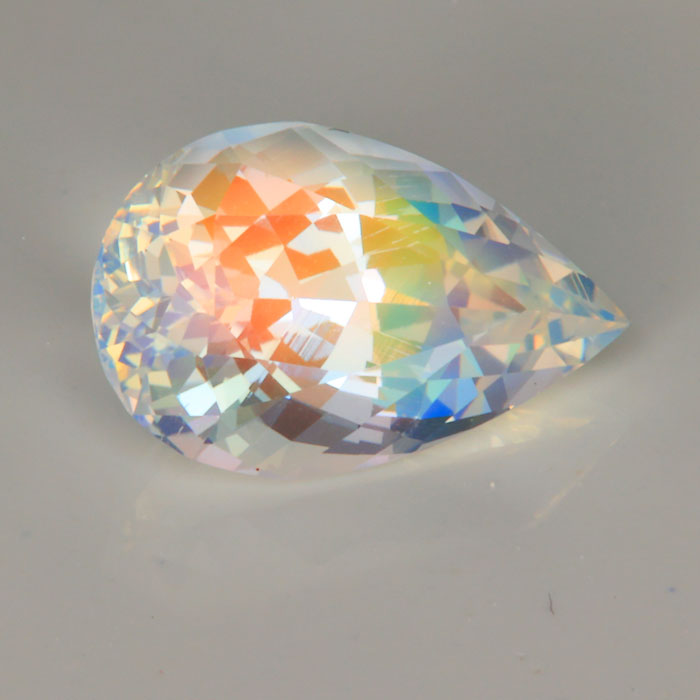 rainbow moonstone gemstone faceted pear shape brilliant cut