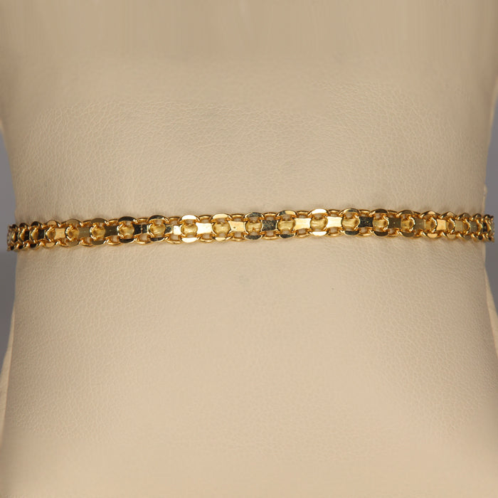 yellow gold flat bismarck link bracelet