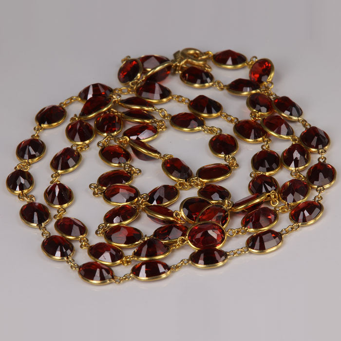 yellow gold garnet necklace 