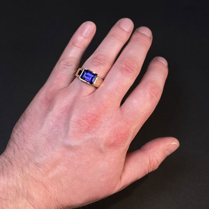 tanzanite ring in yellow gold