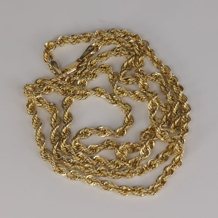 estate rope chain in yellow gold 