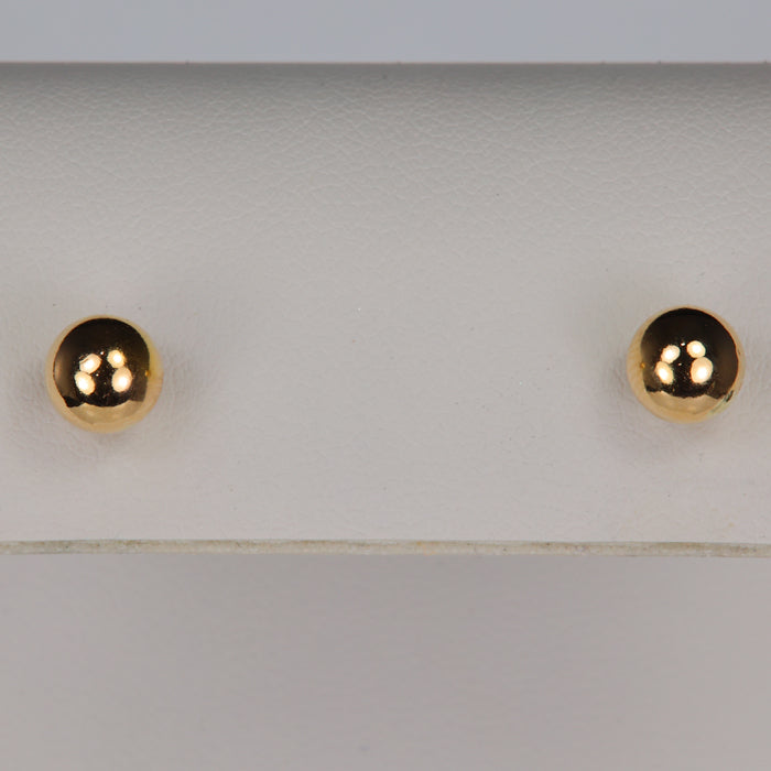 yellow gold stud earrings with gold balls