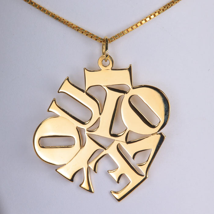 yellow gold pendant I LOVE YOU 