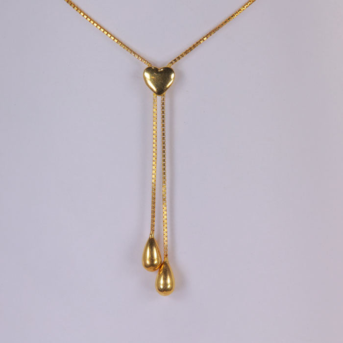 yellow gold heart Y necklace