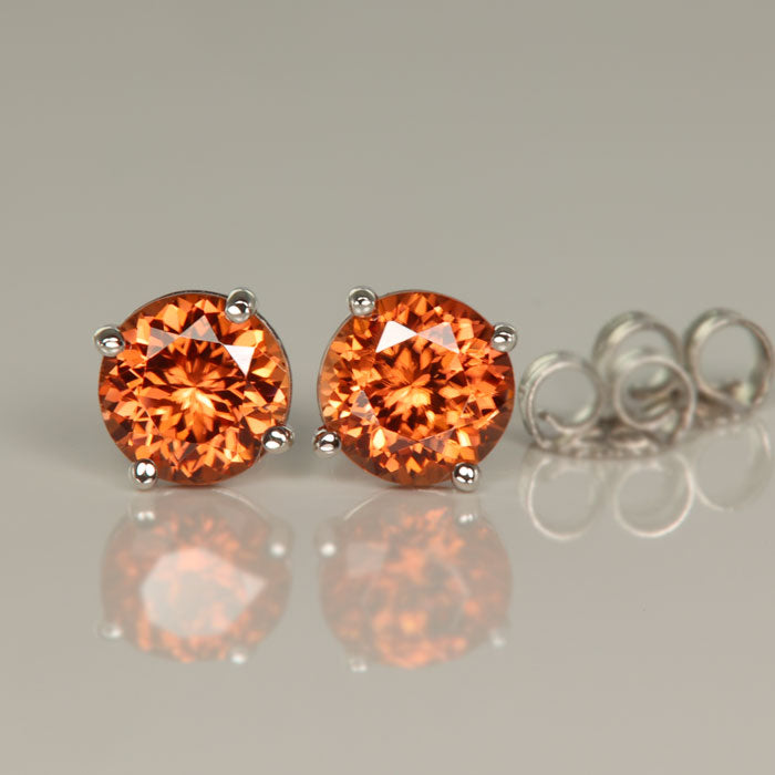 Imperial Tanzanian Zircon Earrings in 14k white gold