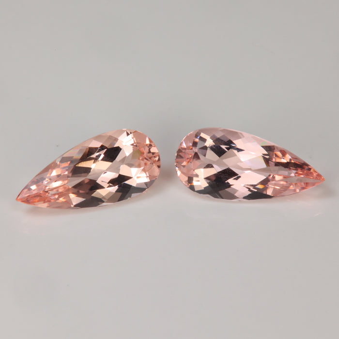 peach color pear shape brilliant morganite gems