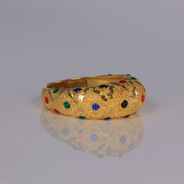 yellow gold multicolor ring enamel dots