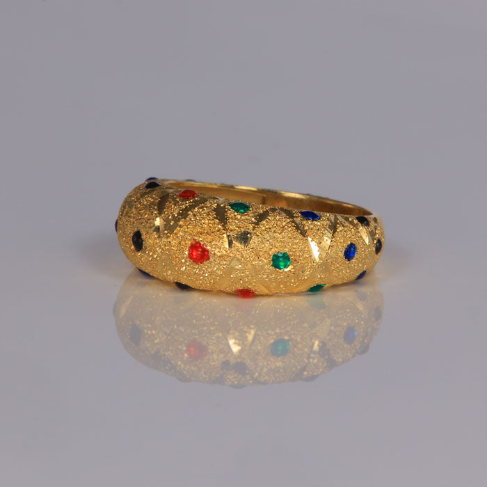 estate ring with enamel dots in yellow gold