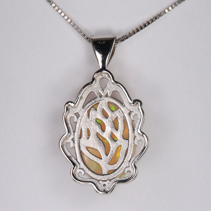 Pendant Only 14k White outlets Gold Natural Opal and Diamond Pendant