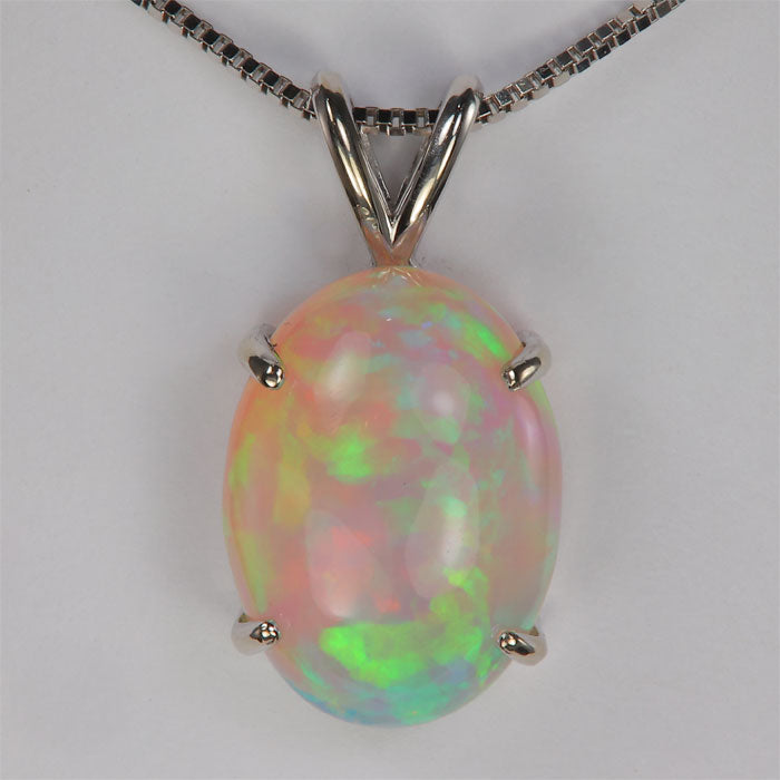 Welo Ethiopian Opal Necklace 14k White gold