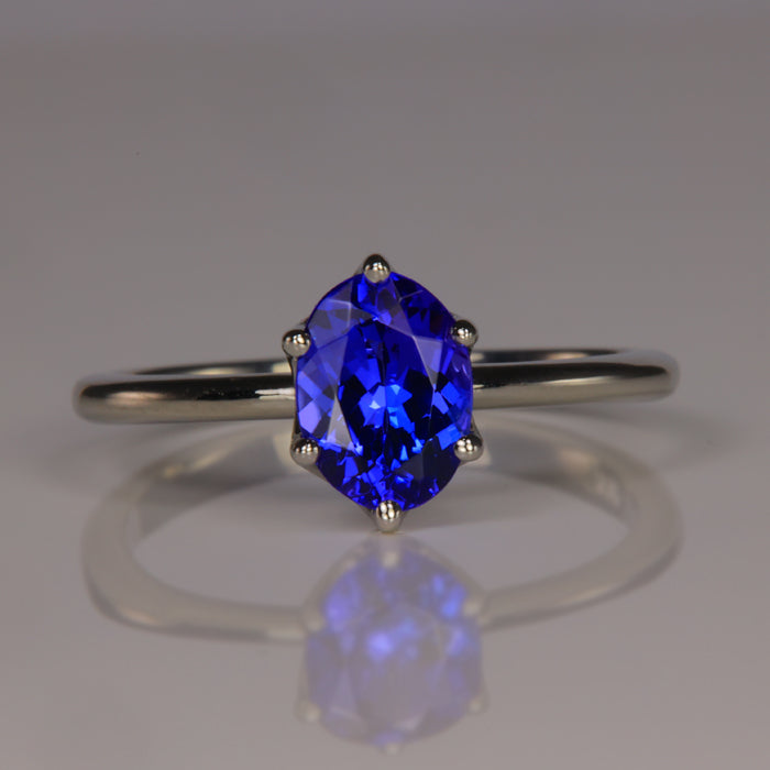 tanzanite gemstone ring in platinum