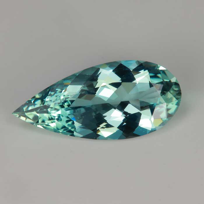 blue green beryl gemstone pear shape brilliant cut