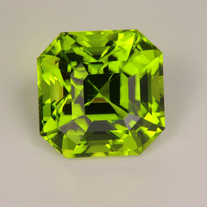 Square Step Cut fine deep green peridot gemstone from pakistan