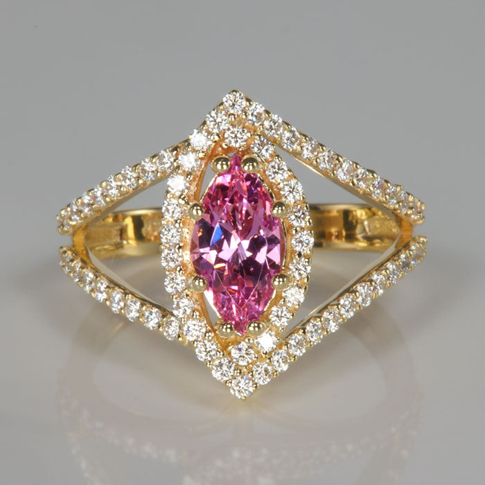 yellow gold pink spinel gemstone ring 