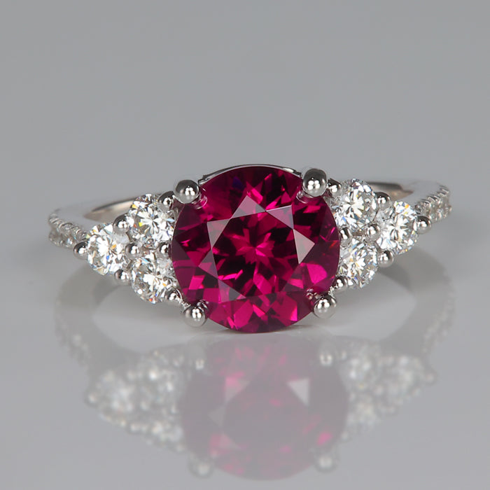 garnet gemstone ring white gold diamonds