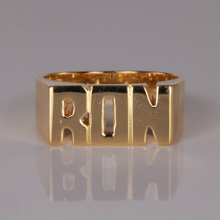 yellow gold estate ring ron name