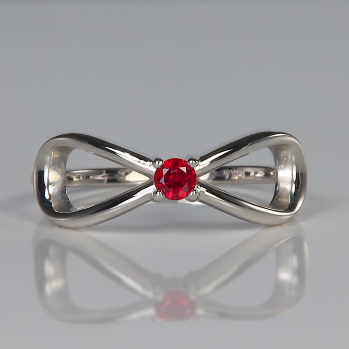 10K White Gold Ruby Infinity Ring .10 Carats