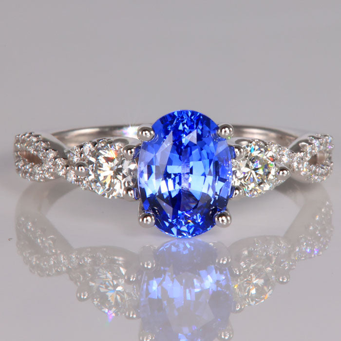 14K White Gold Sapphire and Diamond Ring