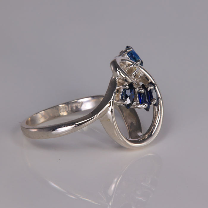 sapphire and diamond white gold ring